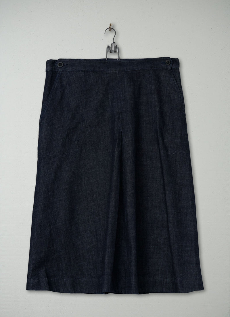 Reworn Denim Side Button Skirt Size 16 (314) | Indigo