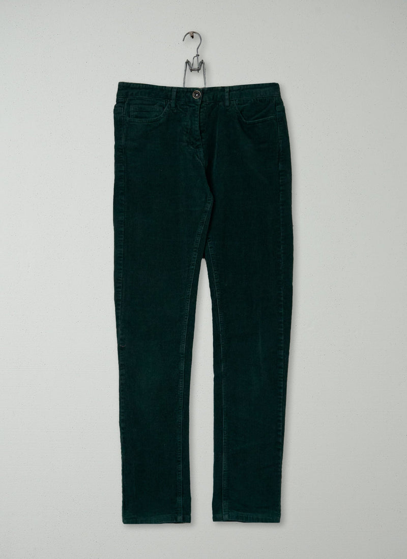 Reworn Stretch Cord Skinny Jeans Size 10 (985) | Green