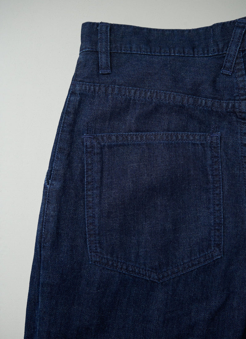 Reworn Denim Pleat Front Pants Size 8 (1386) | Indigo
