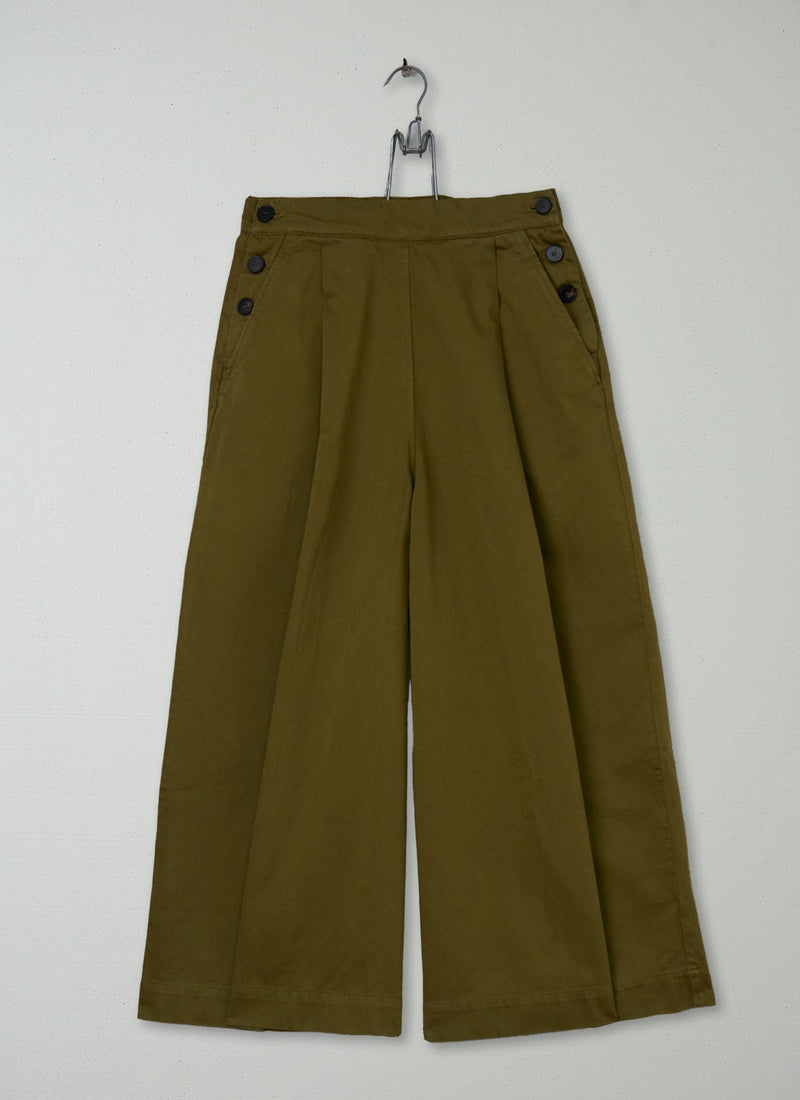 Reworn Sateen Culottes Size 10 (1381) | Olive