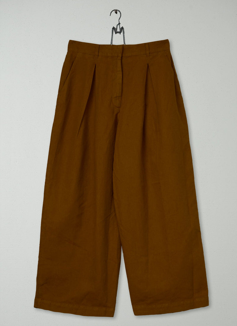 Reworn Cotton Linen Pants Size 10 (1251) | Burnt Sienna