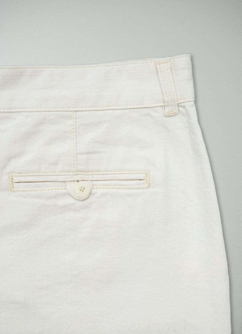 Reworn Annie Side Button Trousers Size 6 (1434) | Ecru