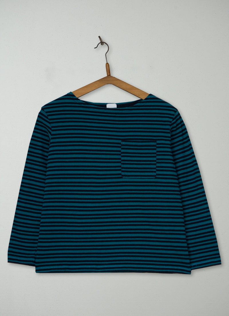 Reworn Stripe Boat Neck Tee Size S (181) | Multi