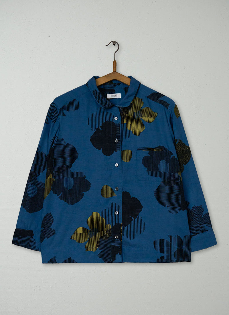 Reworn Bud Print Silk Cotton PJ Shirt Size 12 (1120) | Multi