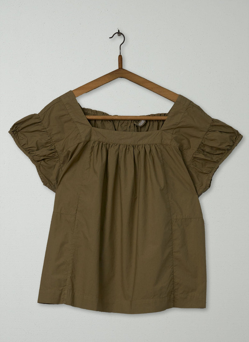 Reworn Cotton Poplin Top Size 10 (1238) | Taupe