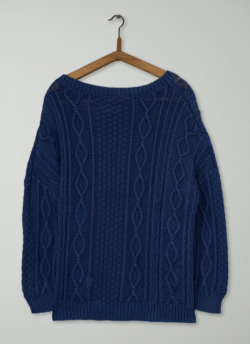 Reworn Cable Knit Sweater Size 8 (697) | Indigo