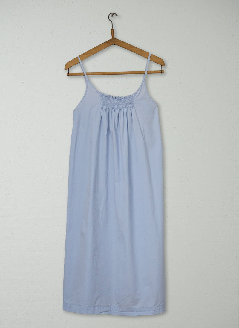 Reworn Cotton Smocked Nightie Size XS (283) | Soft Blue