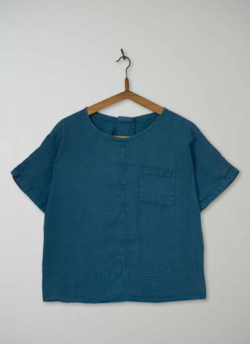 Reworn Washed Linen Tee Size 12 (1136) | Kingfisher