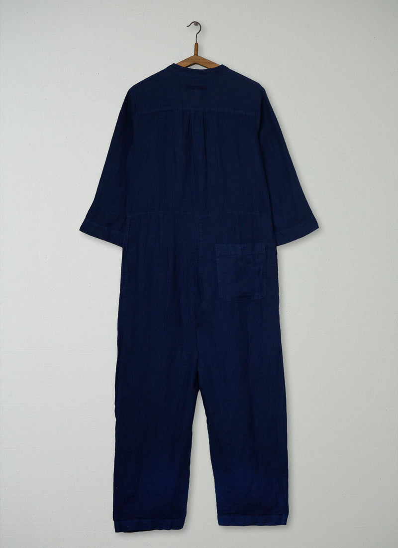 Reworn Linen Jumpsuit Size S (1662) | Navy