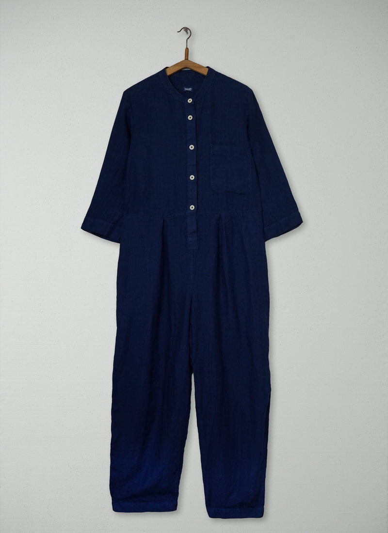 Reworn Linen Jumpsuit Size S (1662) | Navy