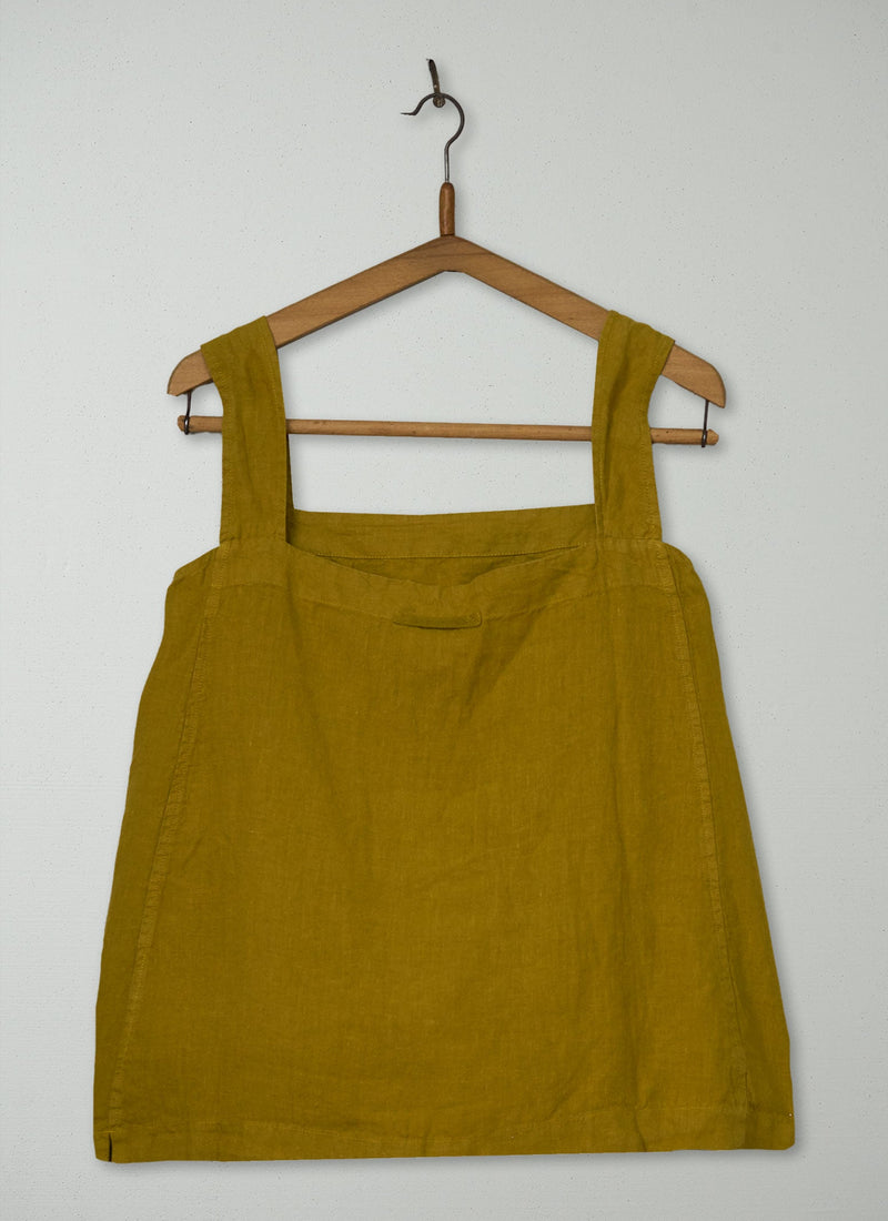 Reworn Linen Tank Top Size XL (1124) | Bright Olive