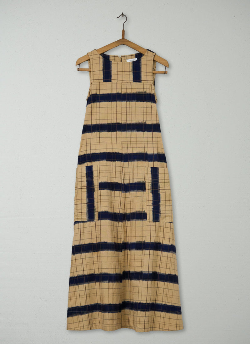 Reworn Check Ikat Cotton Dress Size 8 (2035) | Multi