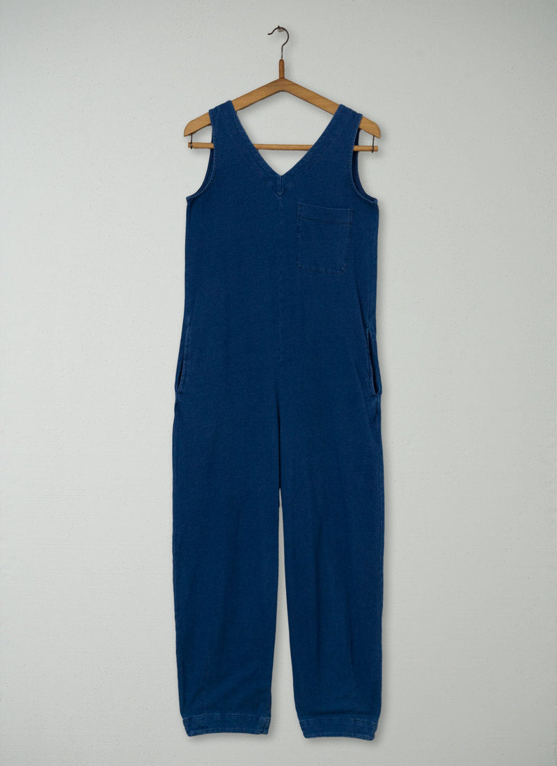 Reworn V Neck Cotton Jumpsuit Size XS (1269) | Washed Indigo