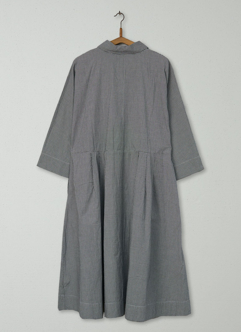 Reworn Micro Gingham Dress Size M (1668) | Slate/Ecru