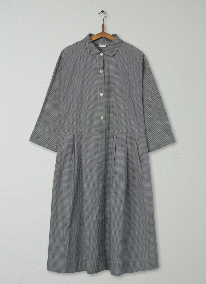 Reworn Micro Gingham Dress Size M (1668) | Slate/Ecru