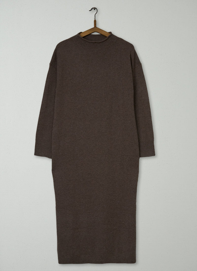 Reworn Wool Cashmere Knit Dress Size L (2136) | Mushroom