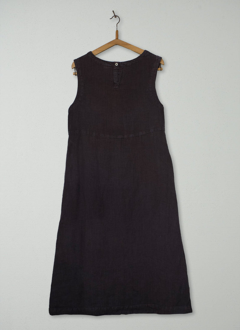 Reworn Linen Dress Size M (2130) | Black Coffee