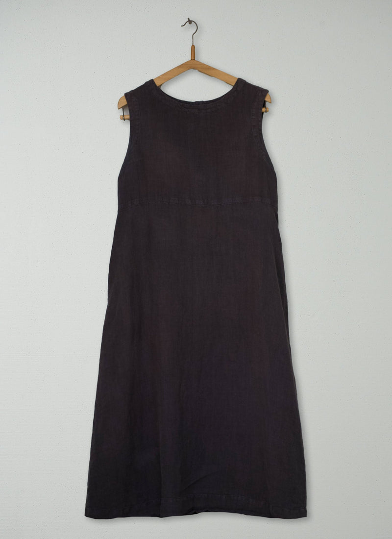Reworn Linen Dress Size M (2130) | Black Coffee