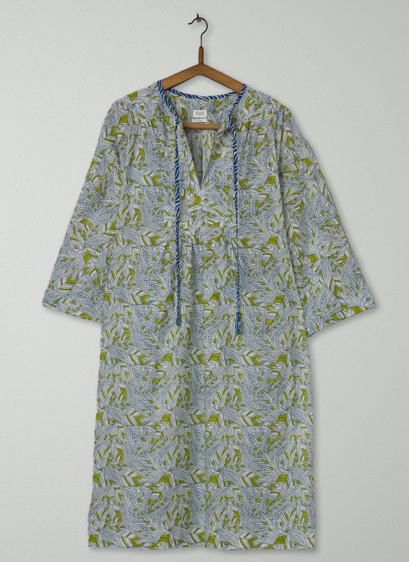 Reworn Block Print Kaftan Dress Size XXSXS (1892) | Multi