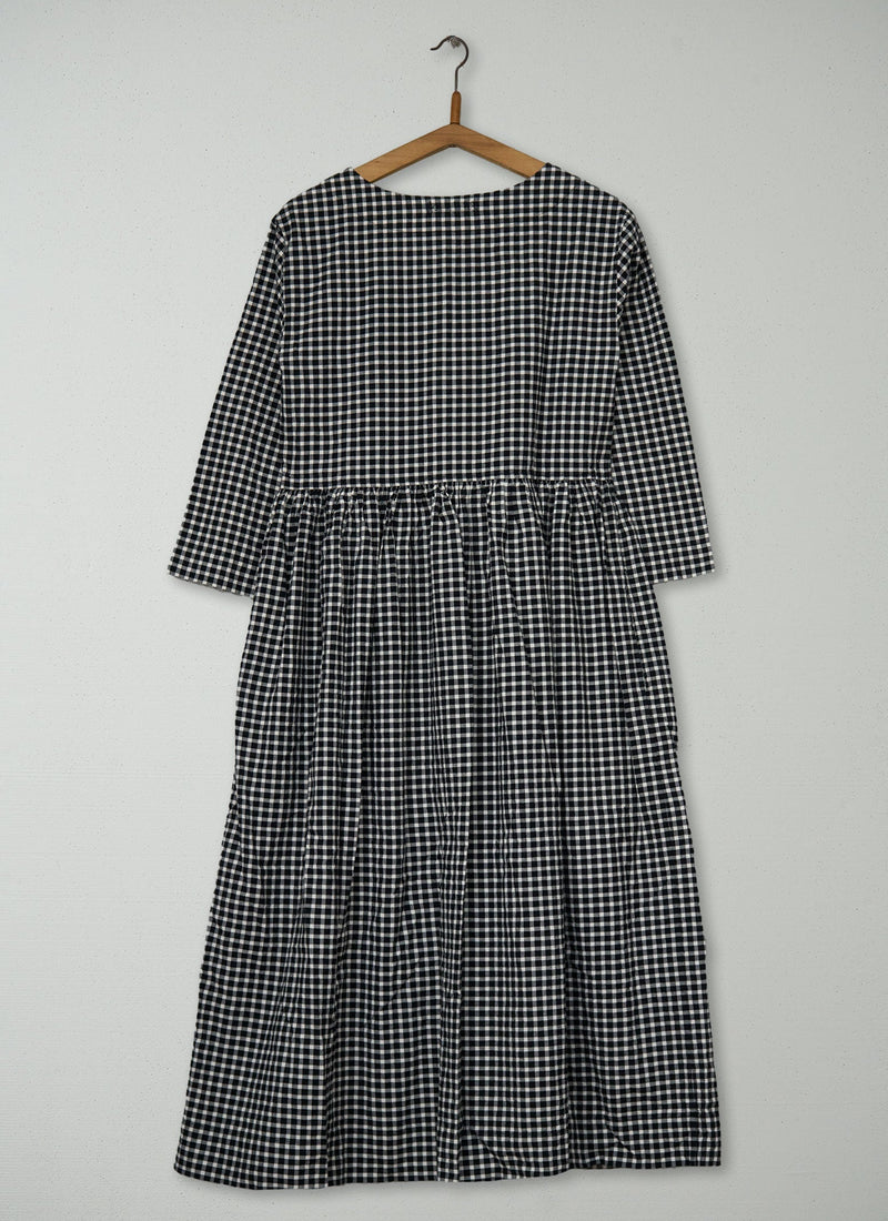 Reworn Boat Neck Check Dress Size M (2144) | Multi