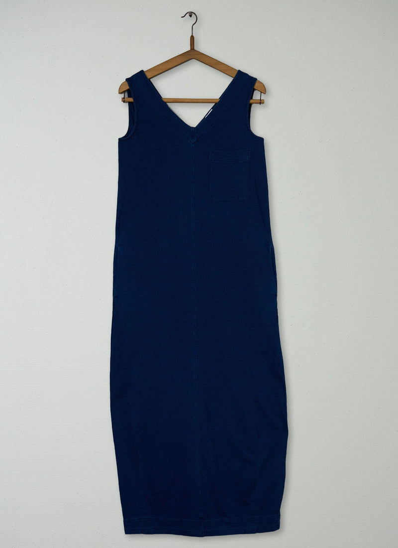 Reworn V Neck Jersey Dress Size S (2064) | Washed Indigo