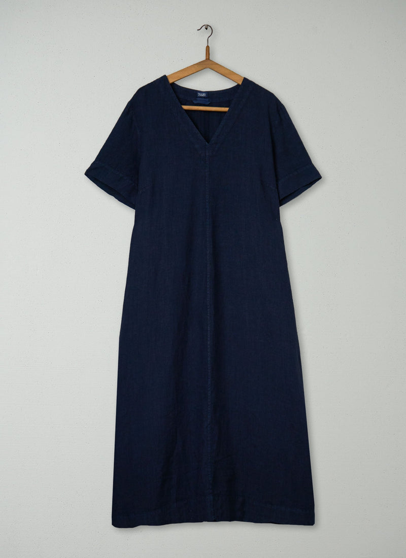 Reworn Linen Dress Size XL (2065) | Midnight