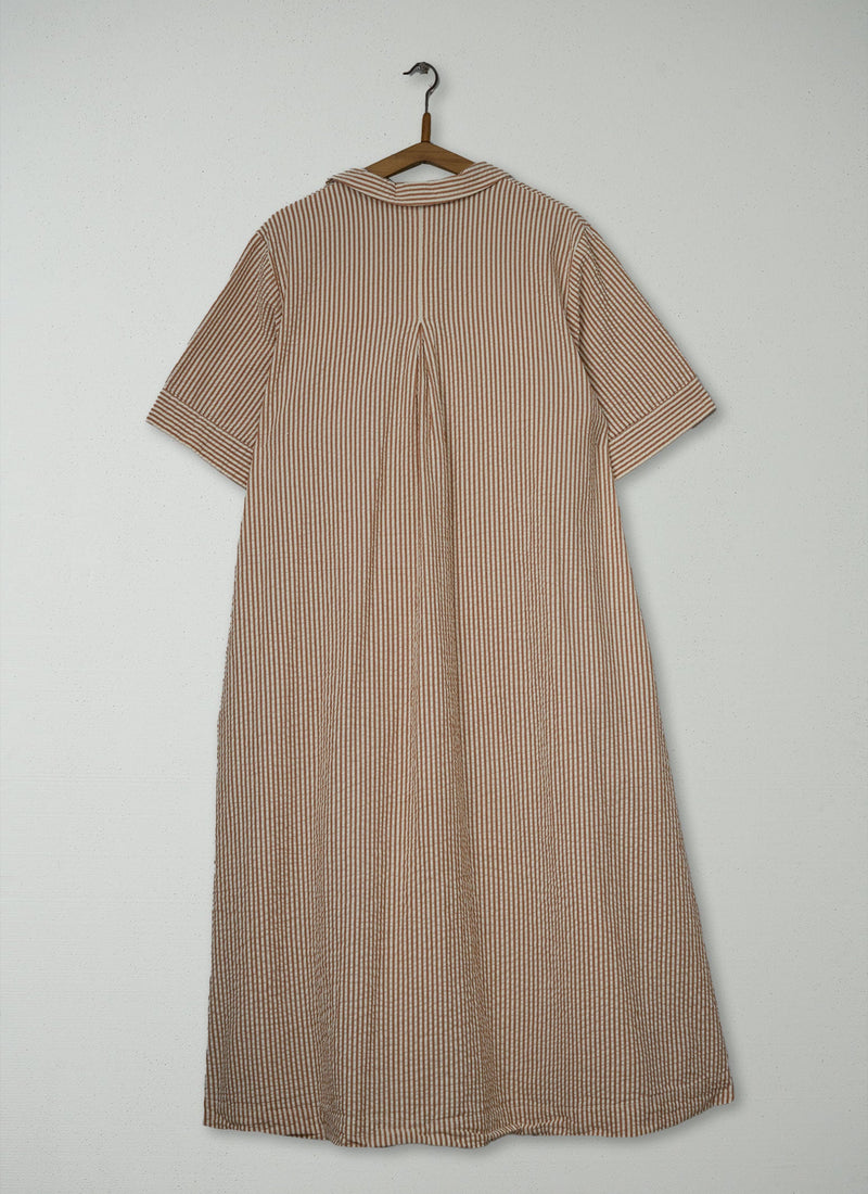 Reworn Stripe Cotton Seersucker Dress Size 18 (2150) | Multi
