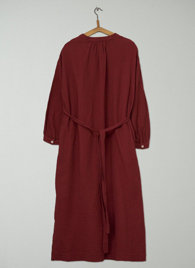 Reworn Crinkle Cotton Gauze Dress Size XL (2151) | Tomato Red