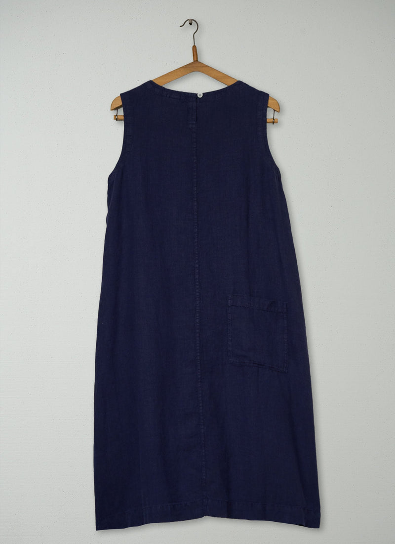 Reworn Linen Shift Dress Size 8 (2115) | Blueberry