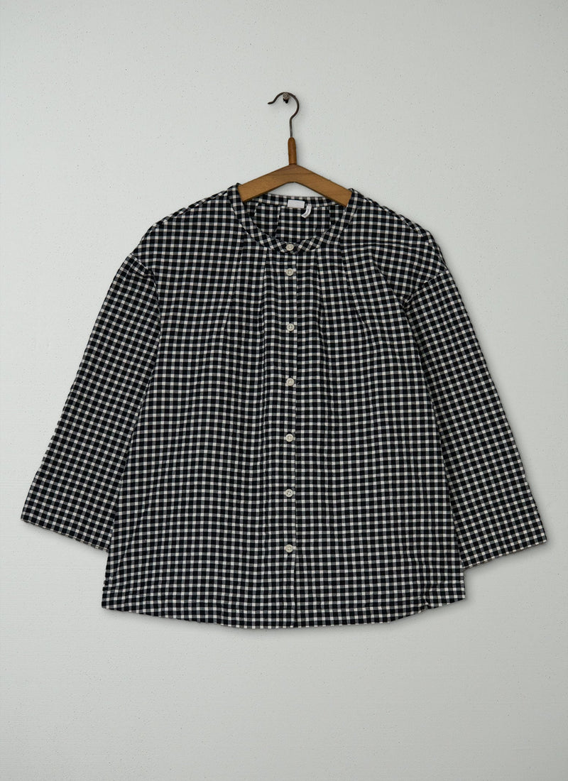 Reworn Pintuck Cotton Gingham Top Size M (1063) | Multi