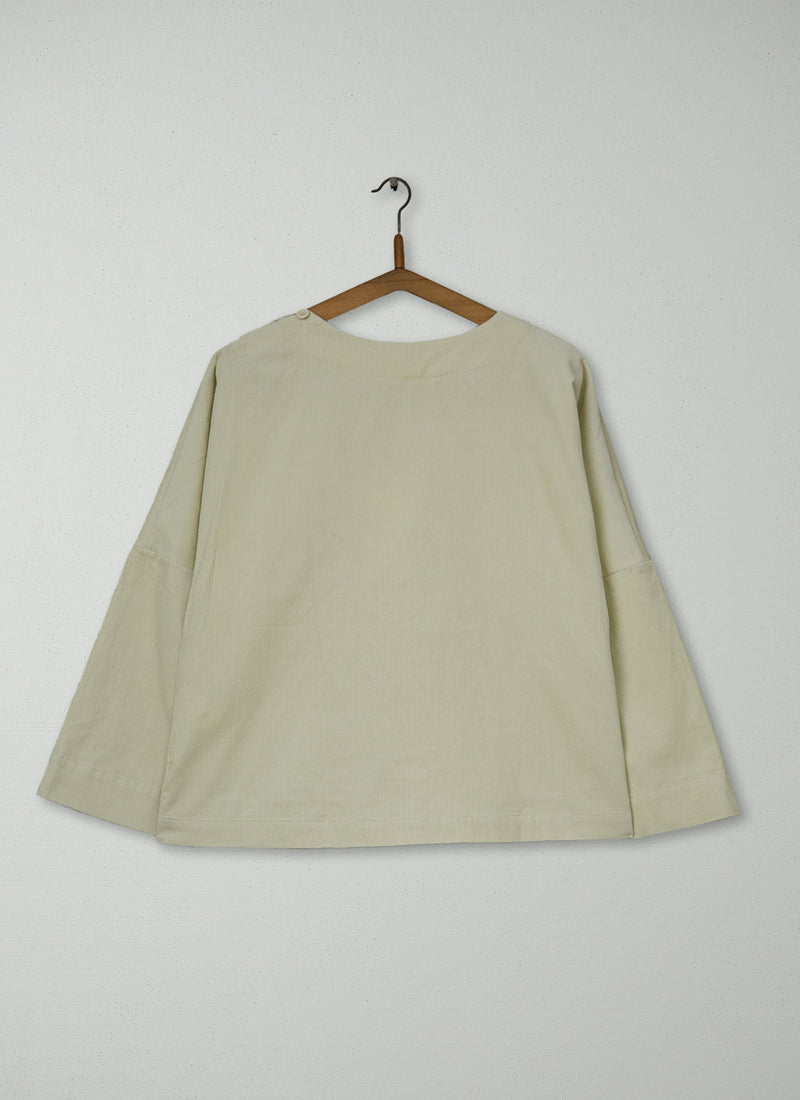 Reworn Button Shoulder Cord Smock Size M (1253) | Ecru
