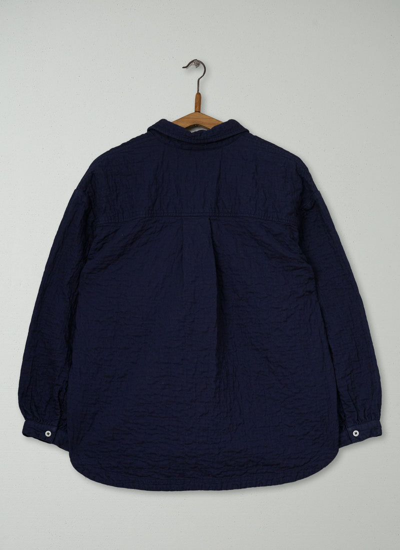 Reworn Quilted Cotton Shirt Size S (1233) | Indigo Blue