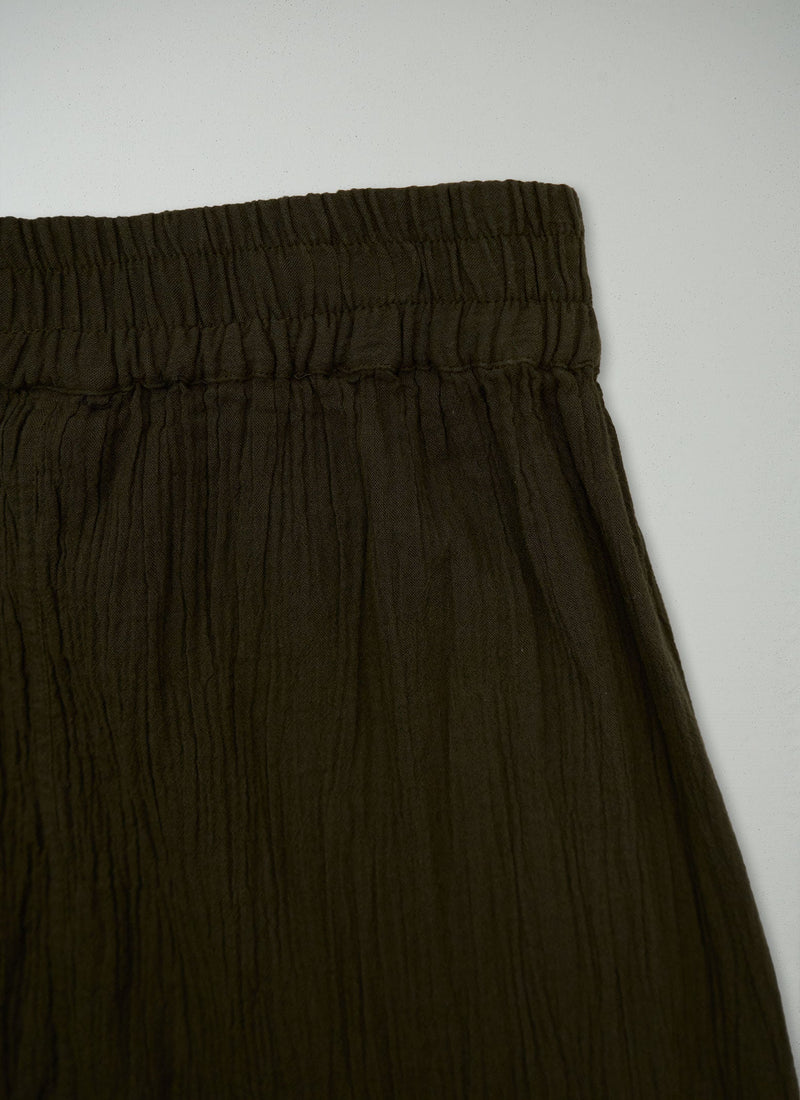 Reworn Crinkle Cotton Skirt Size XS (330) | Olive