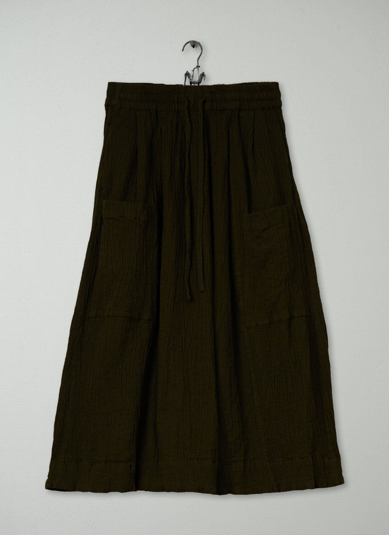 Reworn Crinkle Cotton Skirt Size XS (330) | Olive