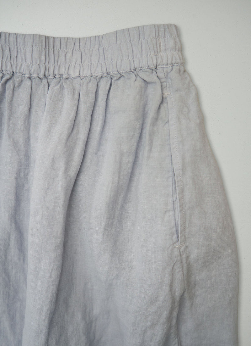 Reworn Garment Dyed Linen Skirt Size L (371) | Egg Blue