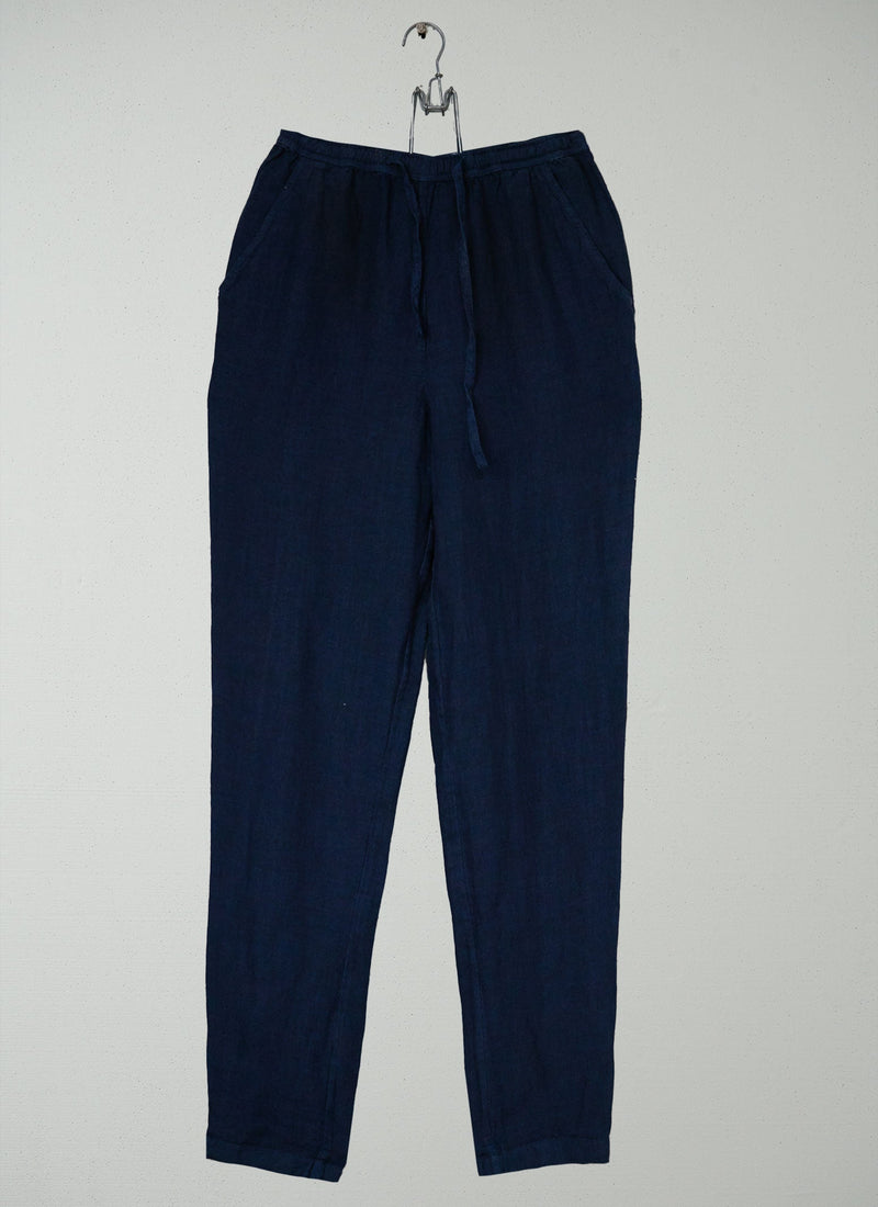 Reworn Linen Pull On Trousers Size XXS (1641) | Midnight