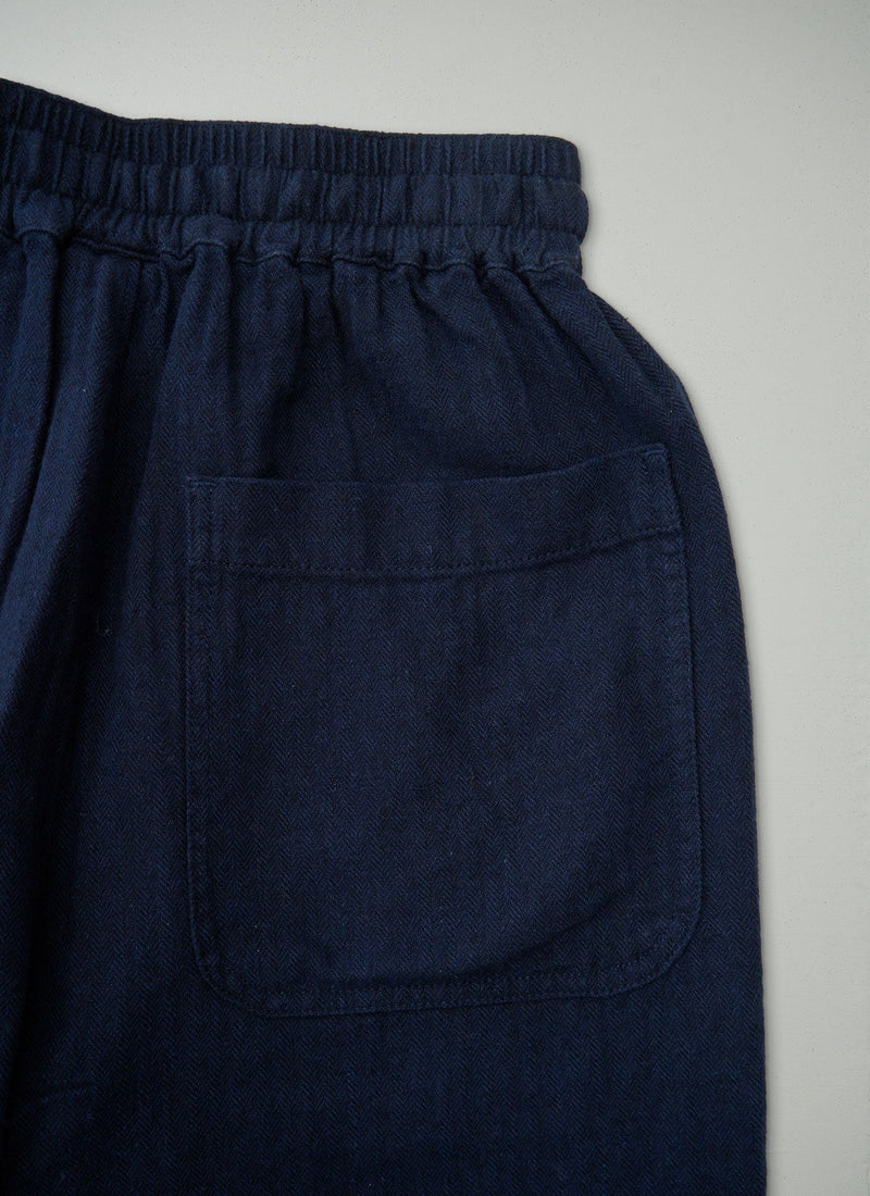 Reworn Linen Herringbone Pants Size XS (1357) | Midnight