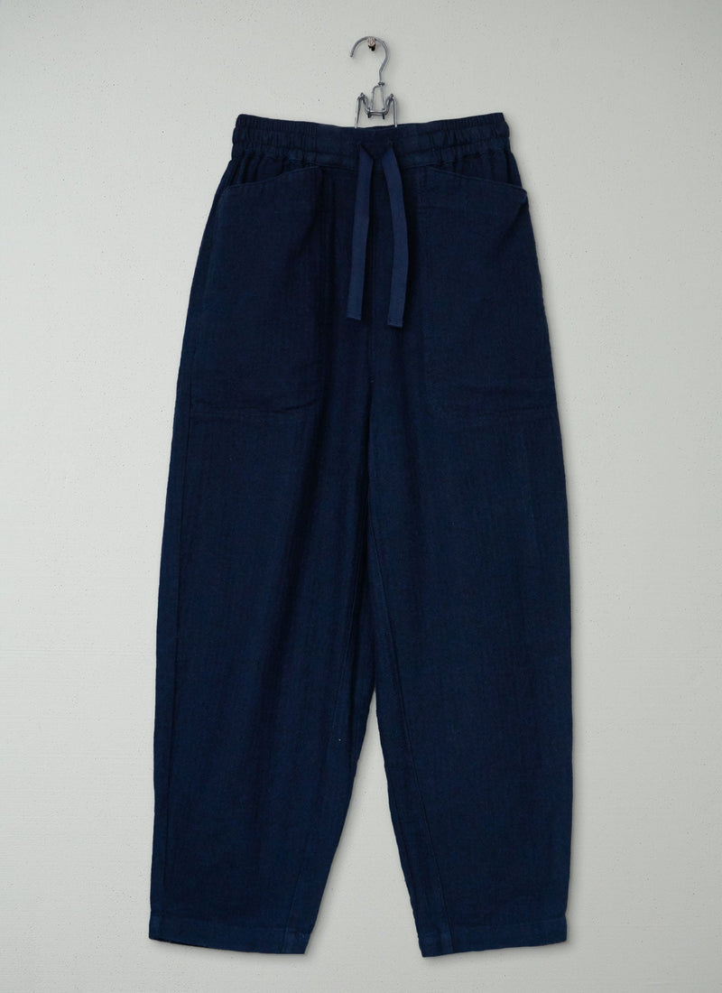 Reworn Linen Herringbone Pants Size XS (1357) | Midnight