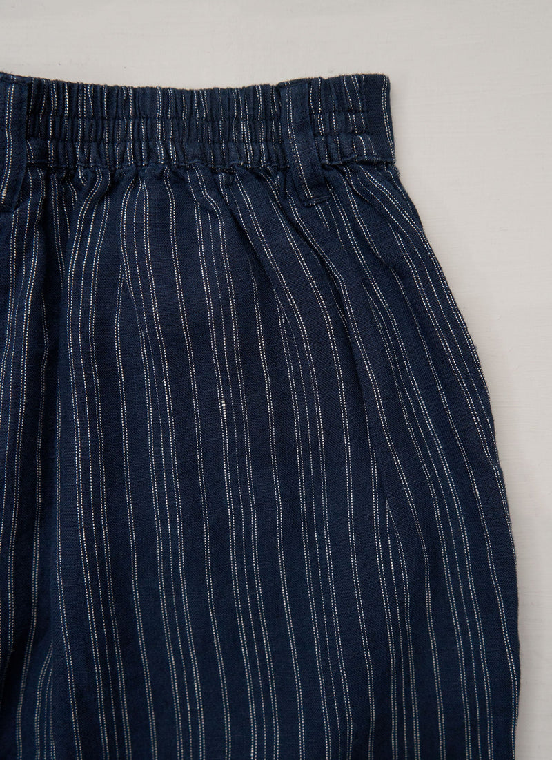 Reworn Alix Stripe Linen Trousers Size XXS (1523) | Navy