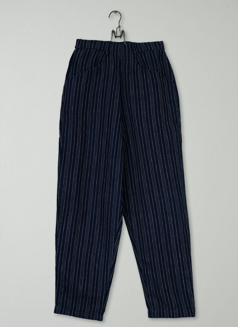 Reworn Alix Stripe Linen Trousers Size XXS (1523) | Navy