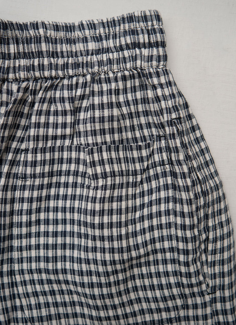 Reworn Check Linen Wide Leg Trousers Size XXS (1520) | Slate