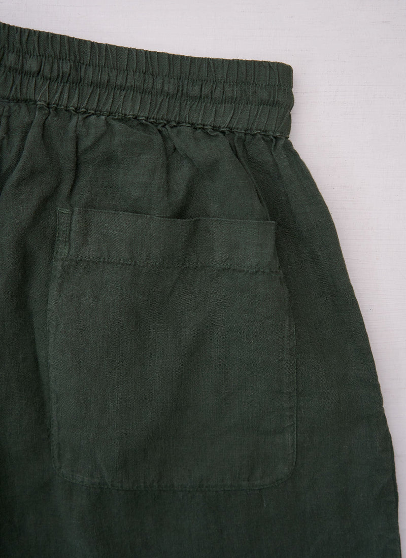 Reworn Linen Shorts Size S (1563) | Dark Olive