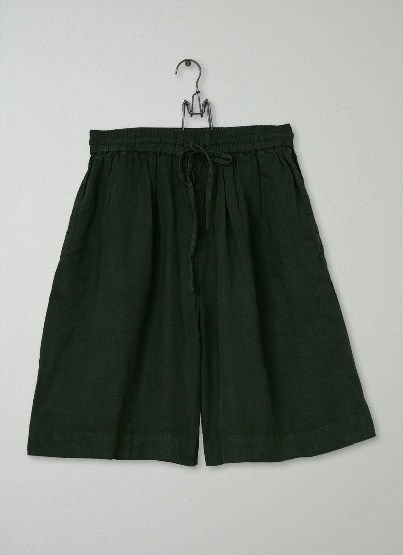 Reworn Linen Shorts Size S (1563) | Dark Olive