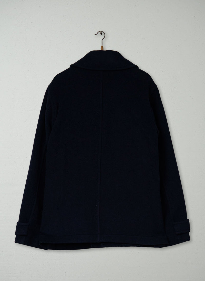 Reworn Short Melton Duffle Coat Size XL (032) | Dark Navy