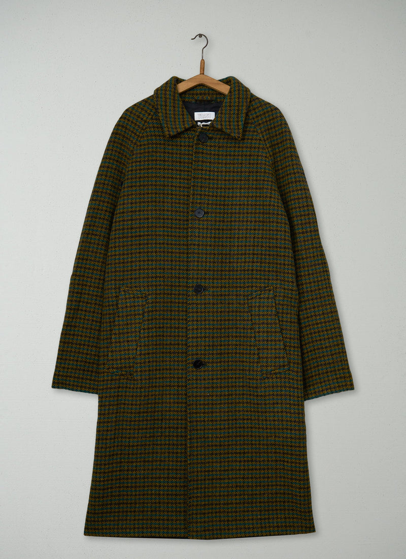 Reworn Mens Houndstooth Wool Raglan Coat Size XL (049) | Multi