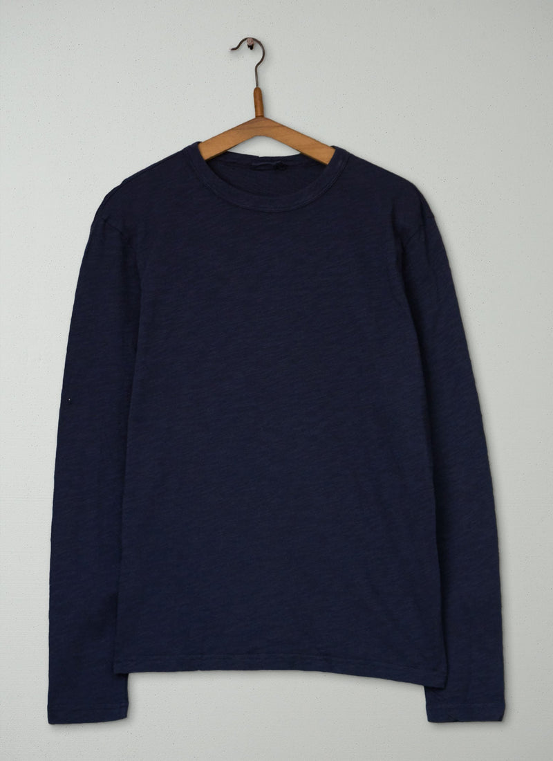 Reworn Mens Long Sleeve Tee Size S (019) | Prussian Blue