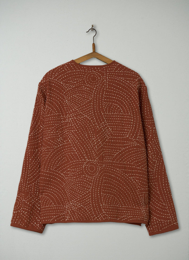 Reworn Mens Kantha Jacket Size M (013) | Red Granite