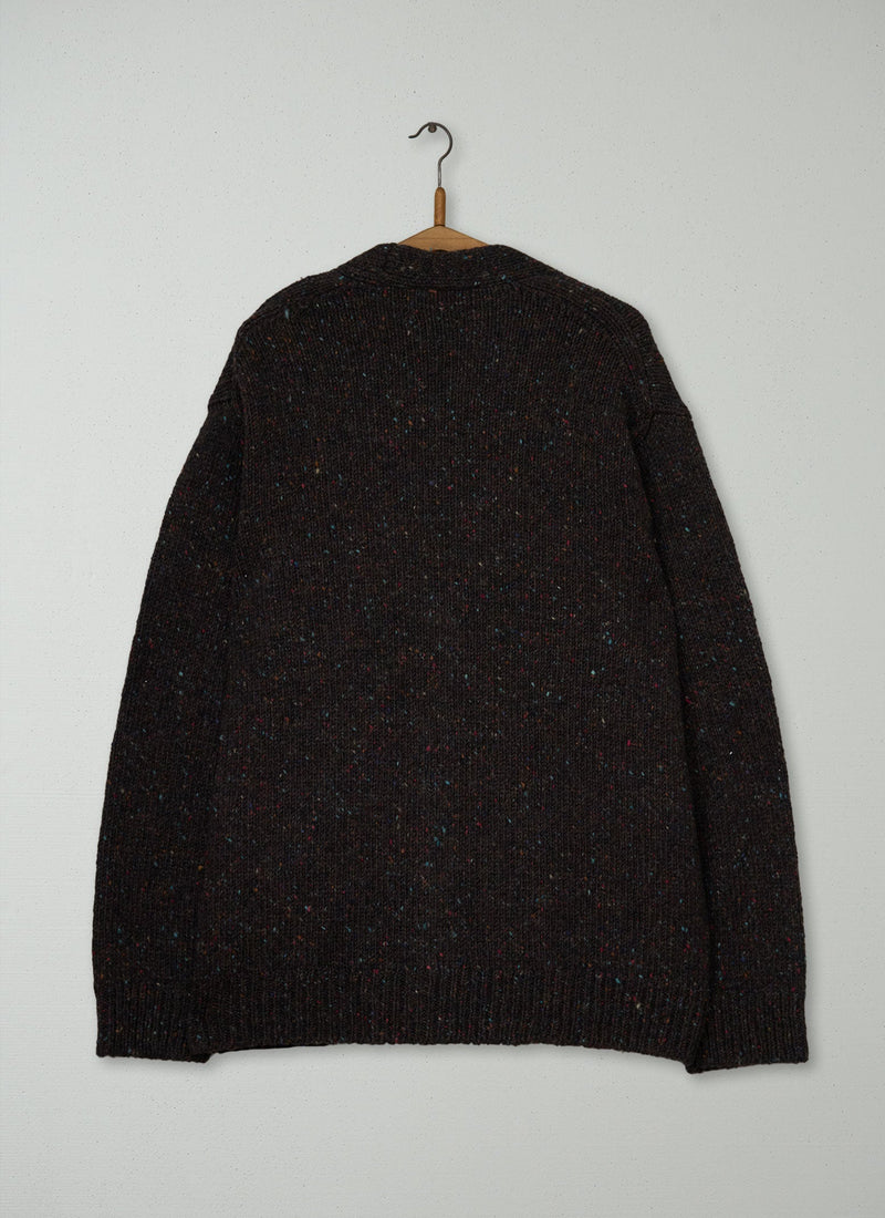 Reworn Mens Donegal Wool Cardigan Size L (054) | Bark
