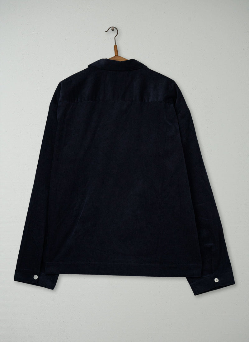 Reworn Mens Cord Smock Shirt Size M (052) | Midnight