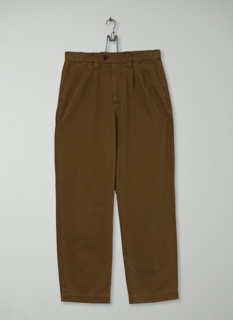 Reworn Mens Pleat Trousers Size M (117) | Toffee